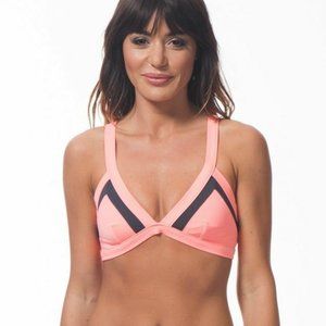 NEW Rip Curl Mirage Colorblock X-Back Bikini Top in Black/Pink [SZ XS ]